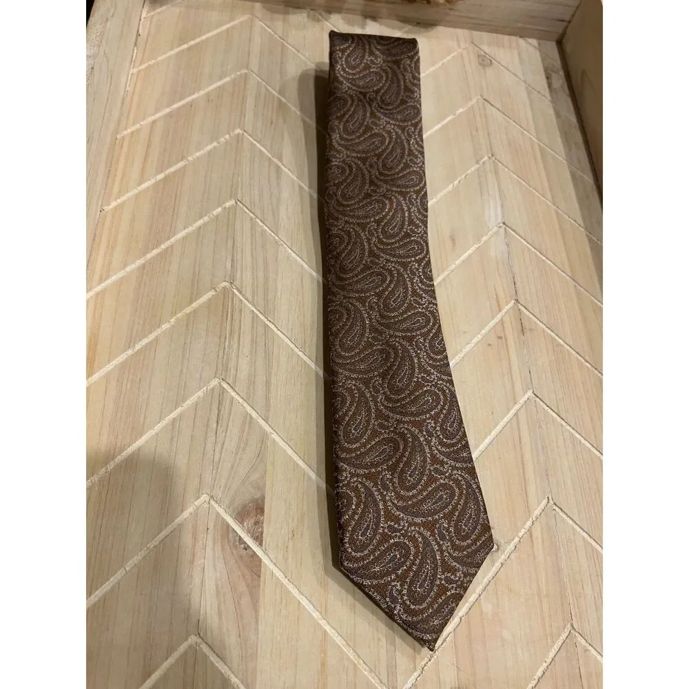 Jos A Bank Reserve Tie Mens 100% Silk Brown Slate Blue Paisley Luxury Woven NWT